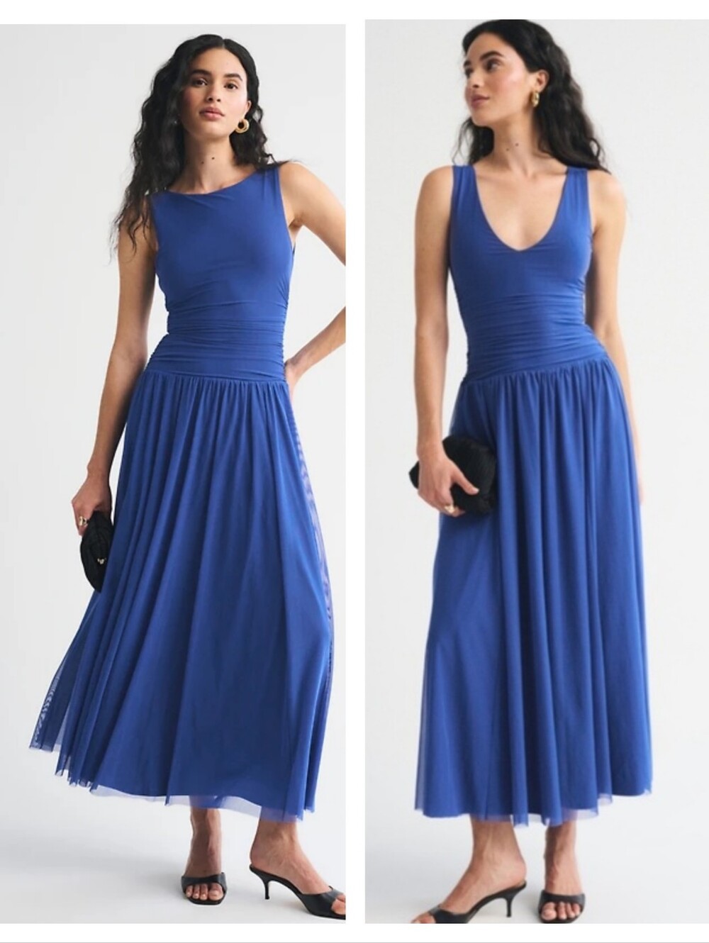 Abercrombie & Fitch convertible Mesh maxi Royal Blue Dress Medium